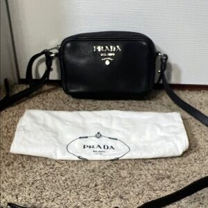 3339 Prada Black Leather Shoulder Bag